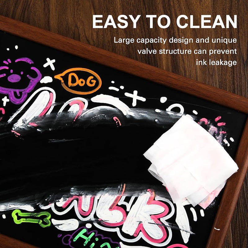 Mobee Liquid Chalk Markers, 8 Pack Pastel Colors with 2-3mm Bullet Tip | For Chalkboard, Menu Board,Blackboard,Glass, Car Window & Non-Porous Surfaces | Dust-Free, Easy to Wipe Off, Odorless & Non-Toxic - Image 4